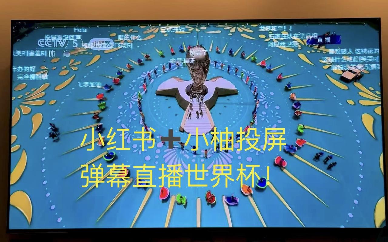 小红书加小柚投屏是目前最完美的世界杯看球方式，大屏、免费、有弹幕！打开小红书直播