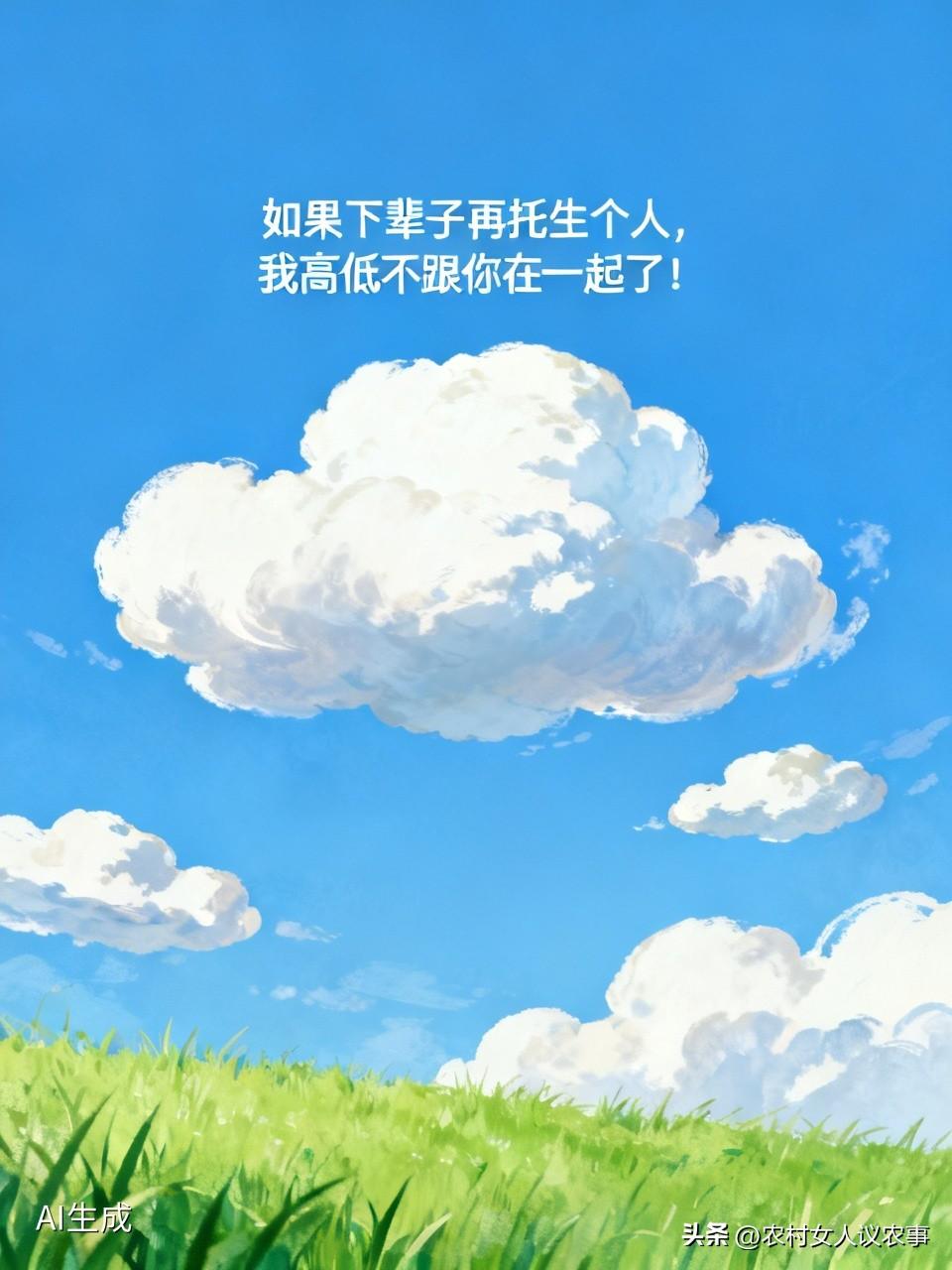 如果下辈子再托生个人，我高低不跟你在一起了！
这句话是我昨天亲耳听到的邻居大哥大