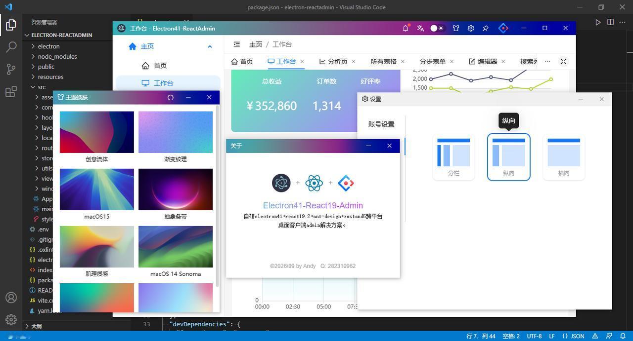 2026年9月原创研发electron+react+antd高颜值桌面版中后台a