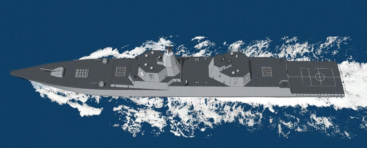 “特朗普级”战列舰CG图，从长度上对比美国福特和航母，也就差了50米。