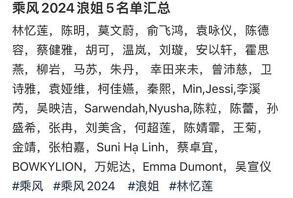大家喜欢看浪姐吗？第5季名单来了 ​​​