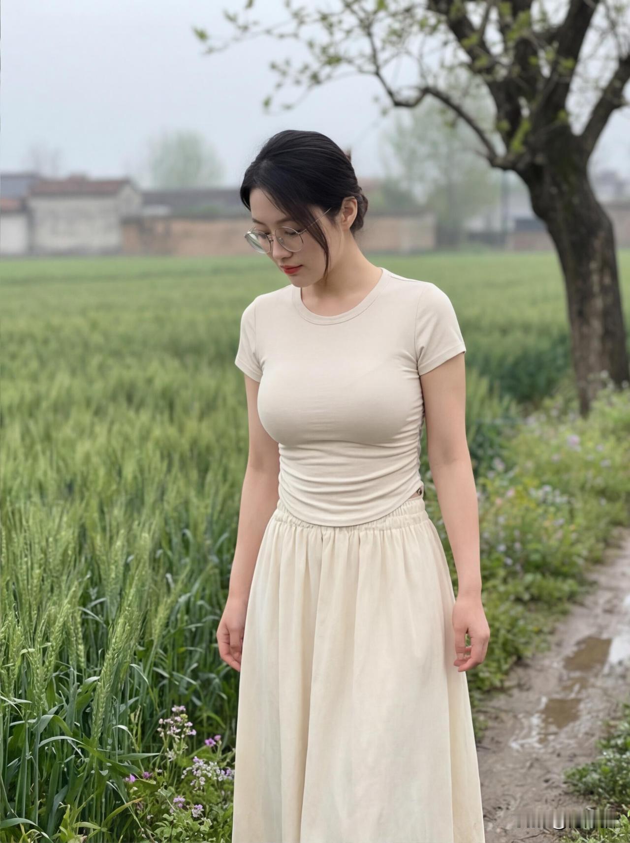 麦田里的春日信笺
 
春日在田野漫步，轻纱裙摆随风飘逸，感受着春天万物盛开带来的