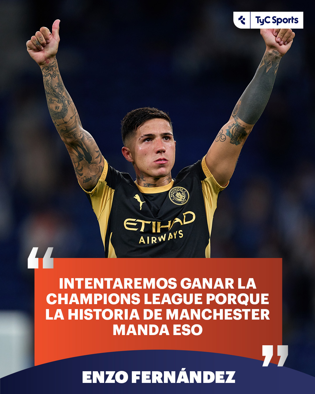 TyC Sports：🇦🇷 在2-0战胜波尔图之后，恩佐谈到了随曼城夺得欧冠