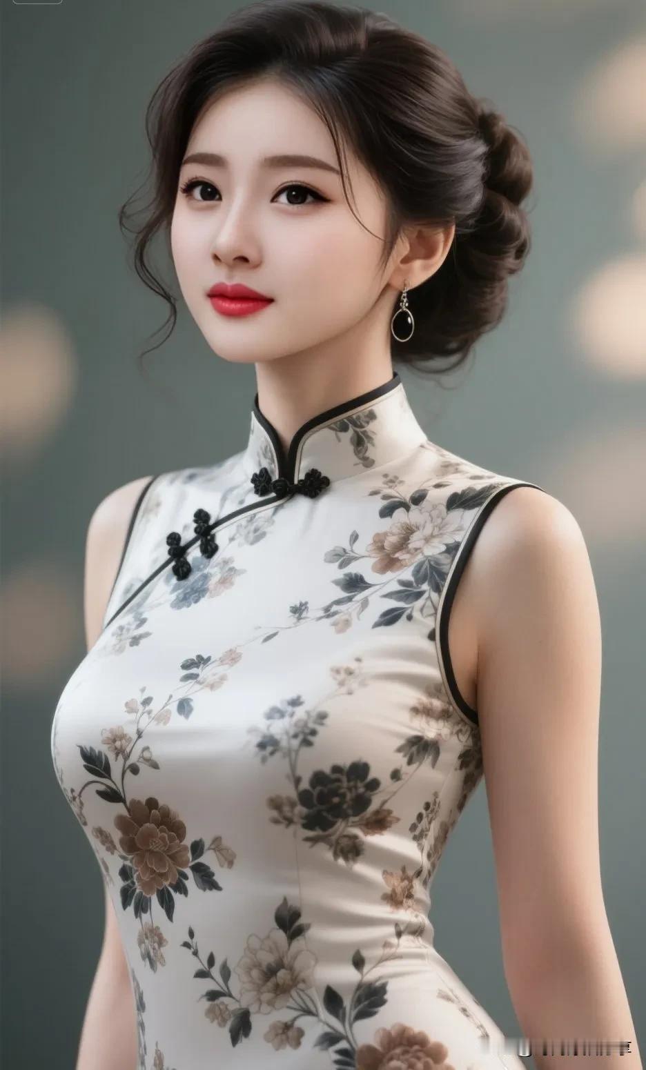 这姑娘穿旗袍真漂亮！
