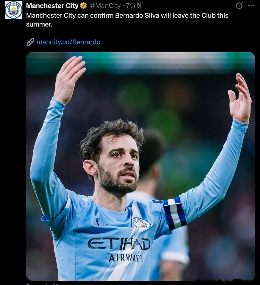 👋结束9年曼城生涯！31岁B席今夏离开曼城，球员与俱乐部双双发布公告。▪️B席