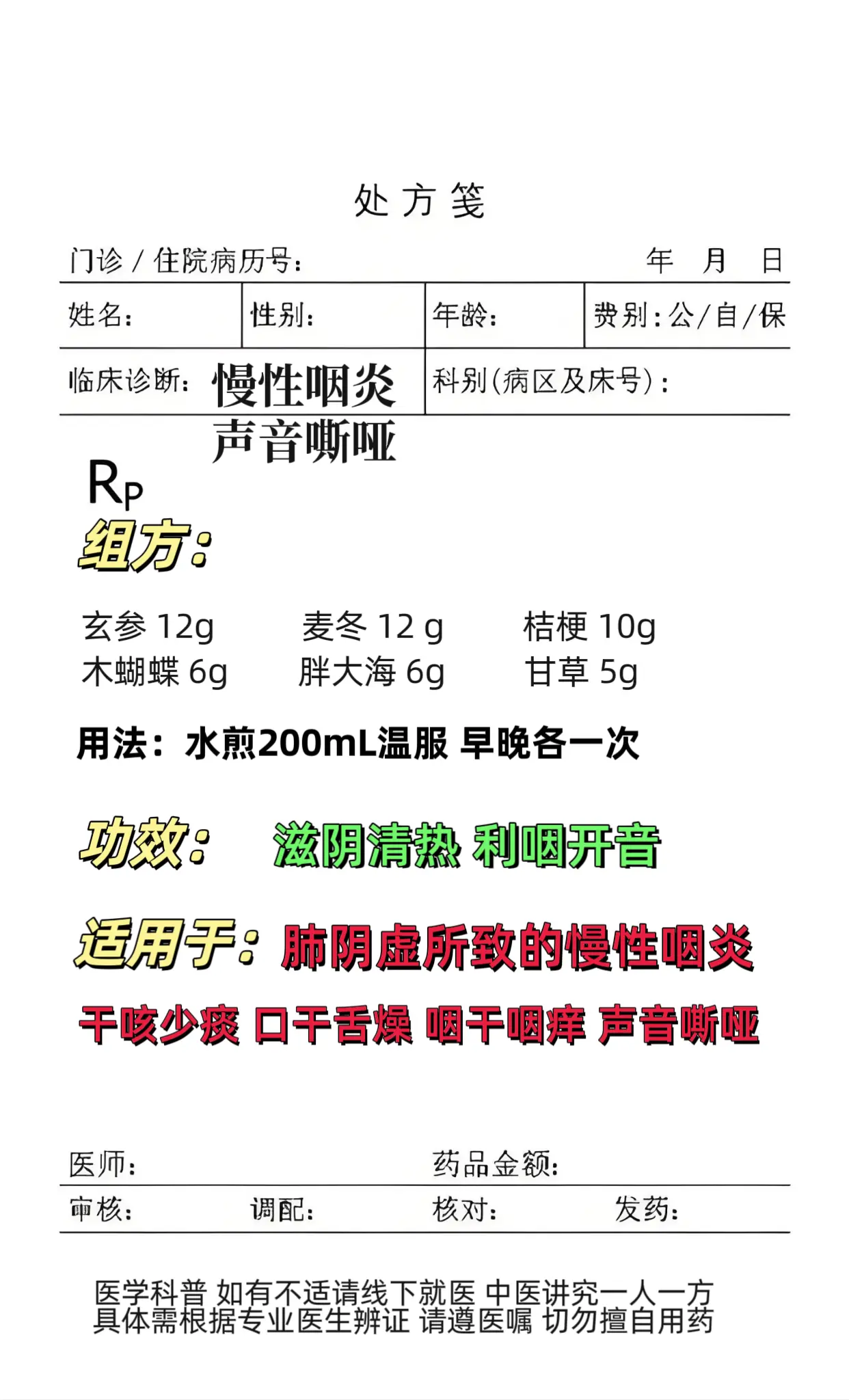 慢性咽炎 声音嘶哑 中医调理。