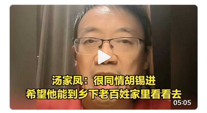 汤家凤喊话，叫老胡不要整天待在城里，应该多到农村去看看，去走走！
多了解一下真实
