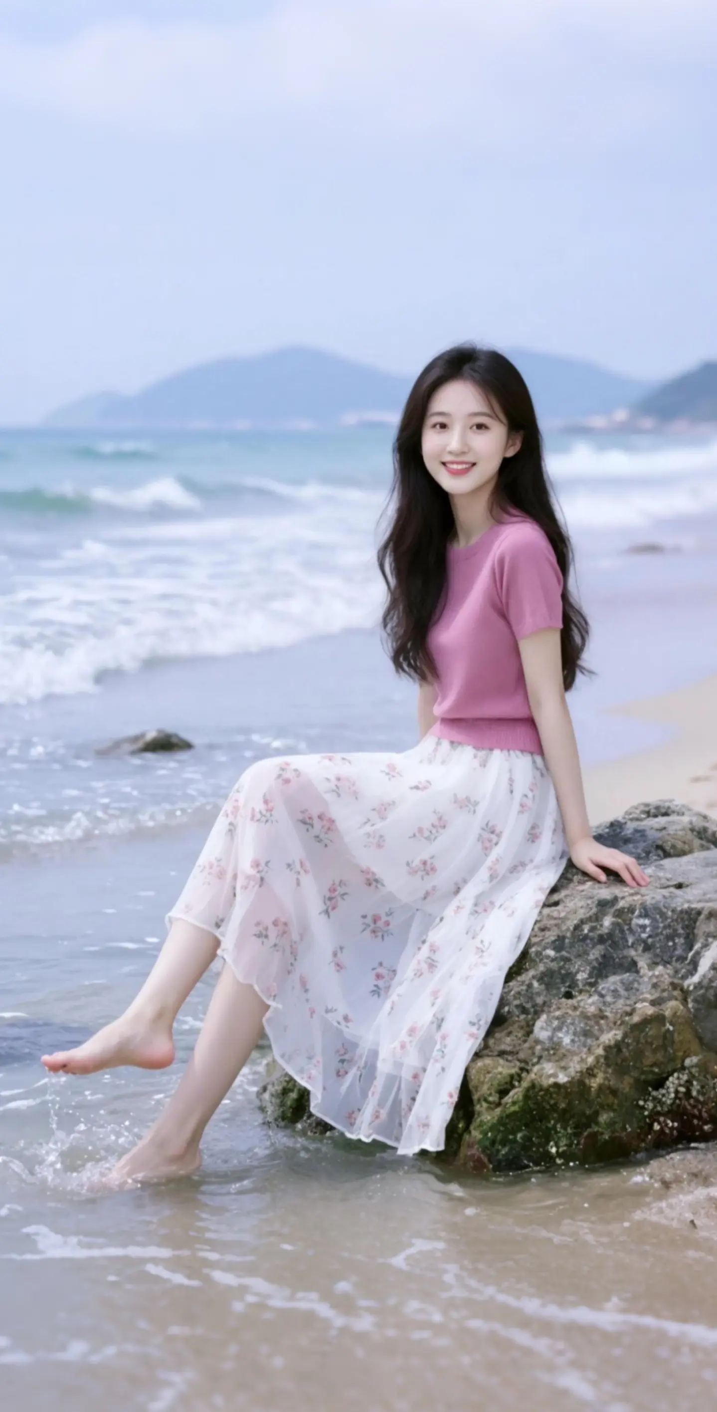 AI海滨清新照 ai创作