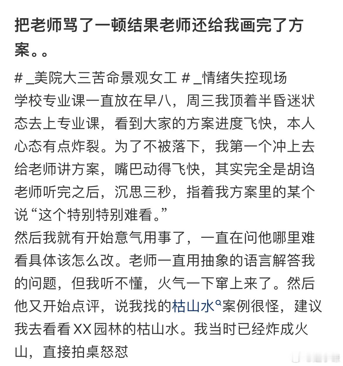 把老师骂了一顿结果老师还给我画完了方案。。 ​​​