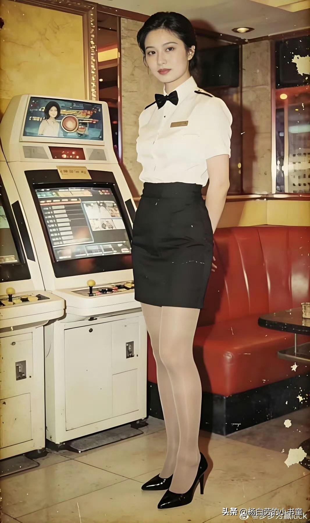 90年代的珠江打工妹
游戏厅里面上班的三位美女
当年这家店生意一定很好
服务员颜