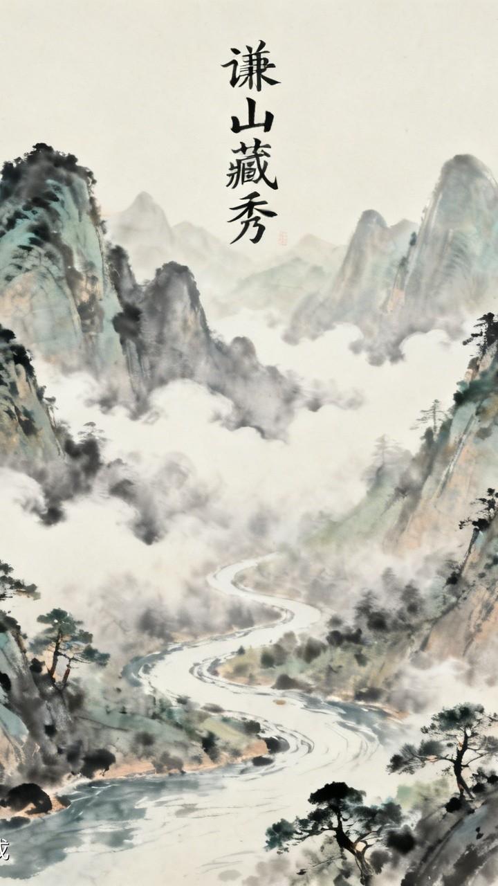 谦山藏秀
《易经》谦卦云：“谦尊而光，卑而不可逾。”高山巍峨，却甘居平地之下，故