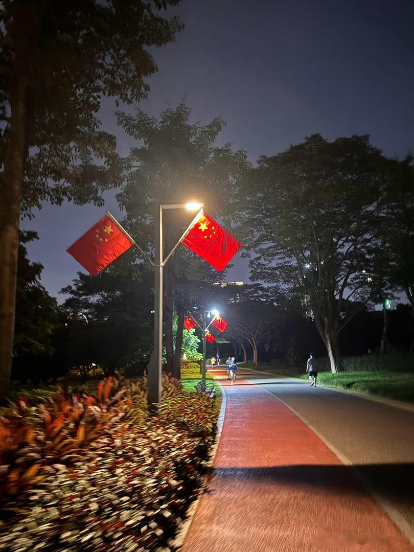 我去，白天没来公园，晚上一出来就发现，路上车也少，人也少了好多，人都走了吗？[笑