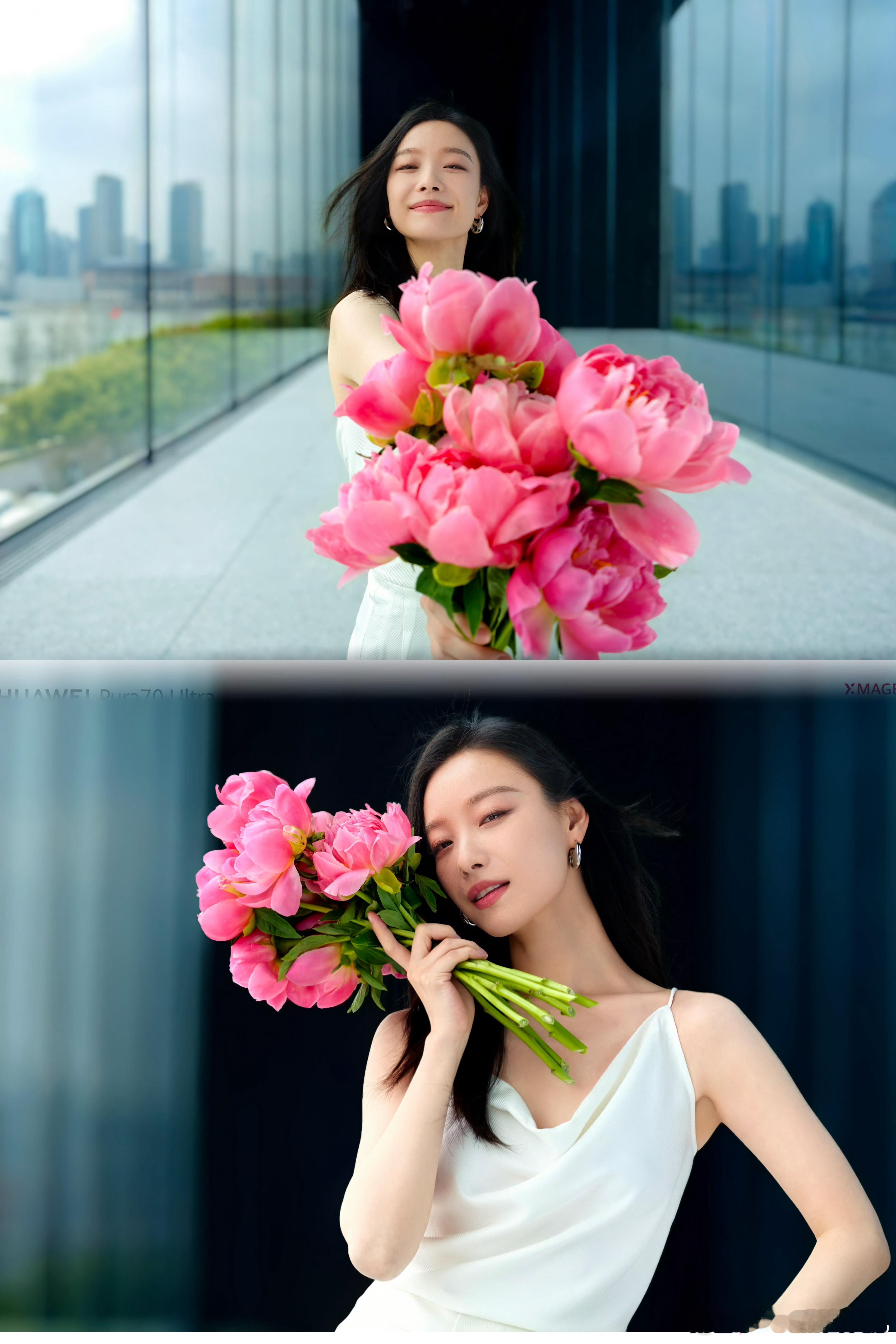 #倪妮520仪式感##倪妮明媚花神# 倪妮520九宫格美图发布，鲜花配美人，一身