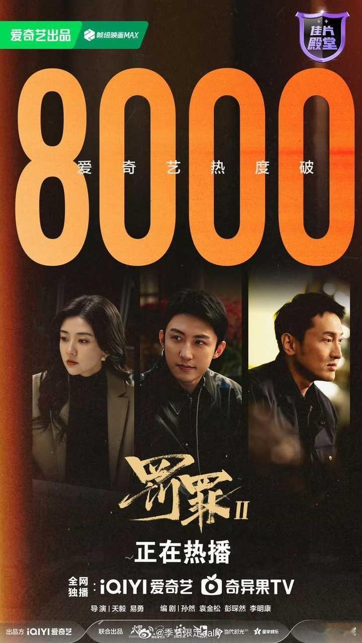 黄景瑜罚罪2爱奇艺站内热度破8000 