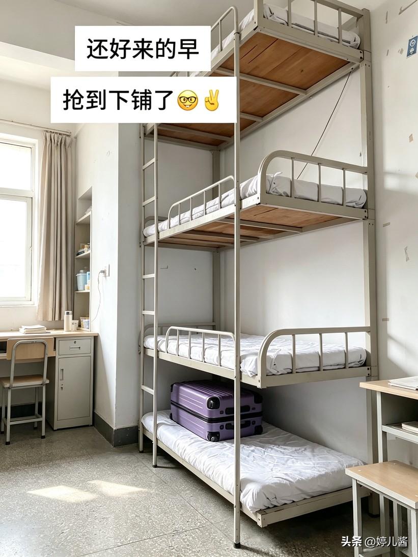 网友：还好来得早，抢到下铺了[耶]
后来的兄弟：还好来得晚，下铺被抢走了[呲牙]