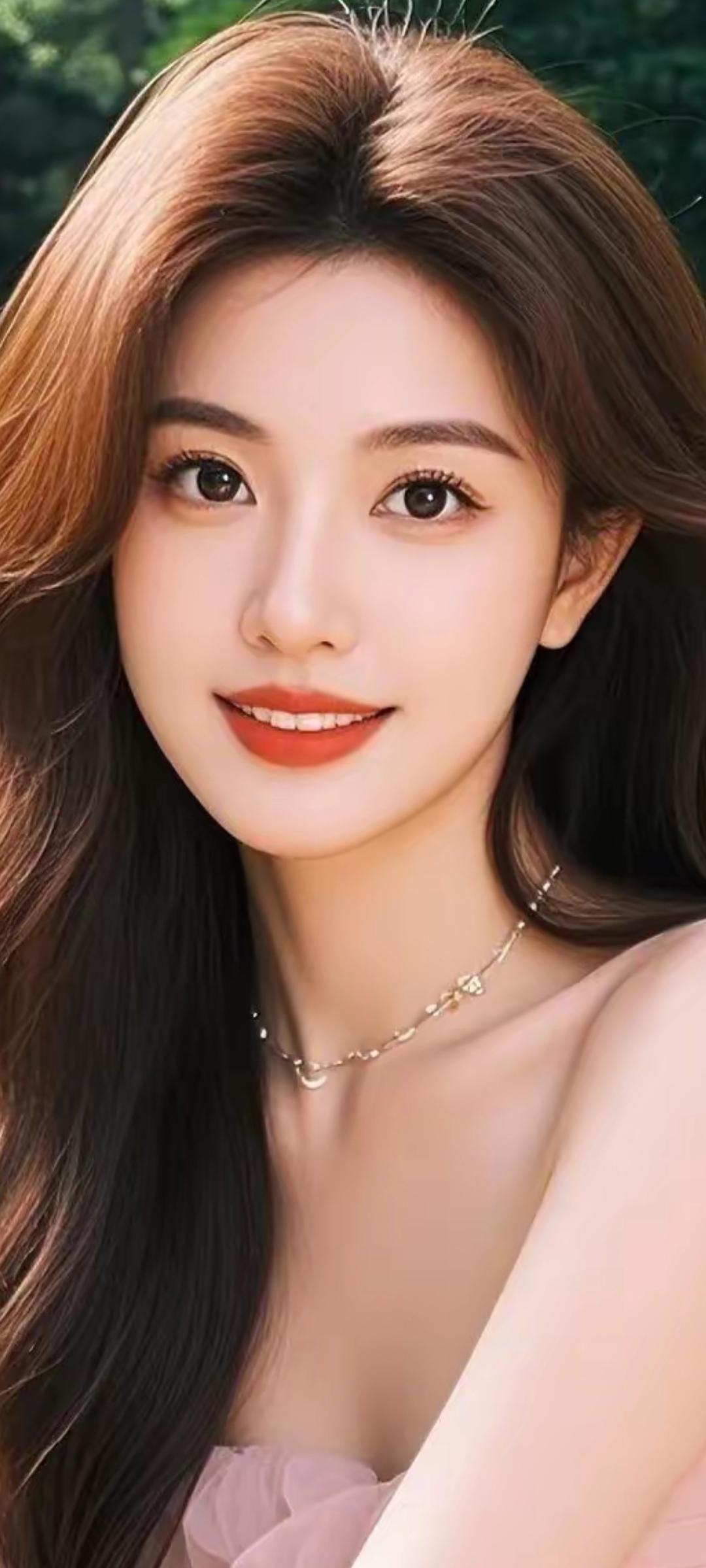 甜美少女风，温柔笑颜，自然妆容，清新自然。