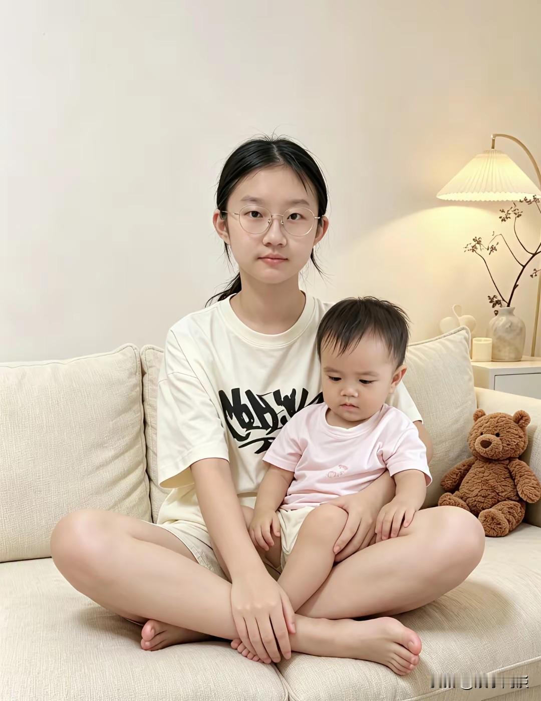 姐姐温柔，妹妹乖巧。
相差一轮的两姐妹，日常太暖心。
陪玩、哄睡、喂零食，姐姐全