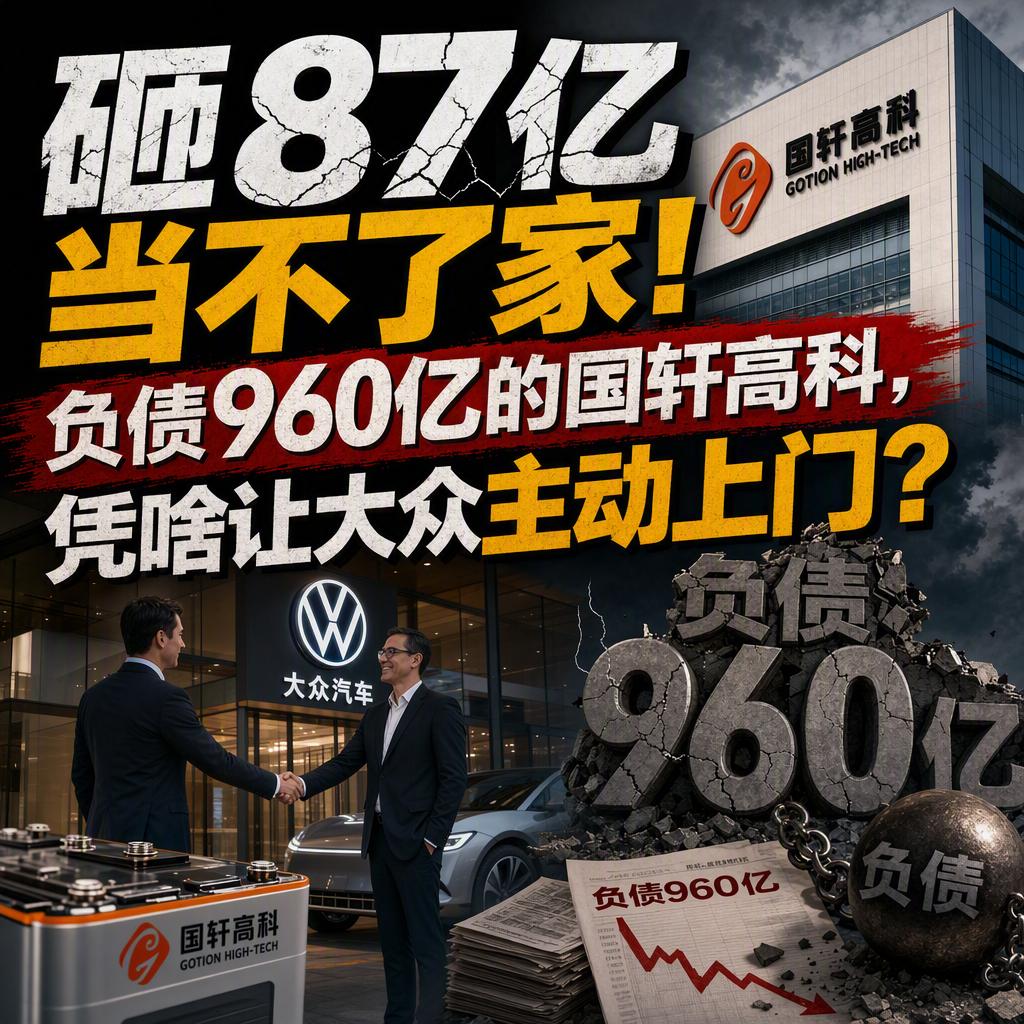 砸87亿当不了家！负债960亿的国轩高科，凭啥让大众主动上门？
很多人以为，掏了