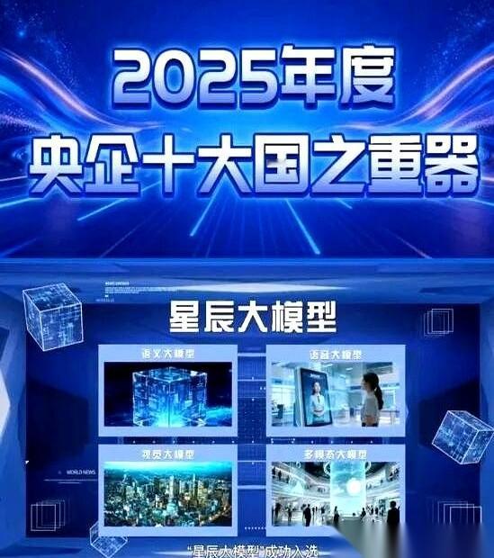 央企刚刚揭晓了最新的“国之重器”，一个叫“星辰”的人工智能大模型，直接上榜。
最