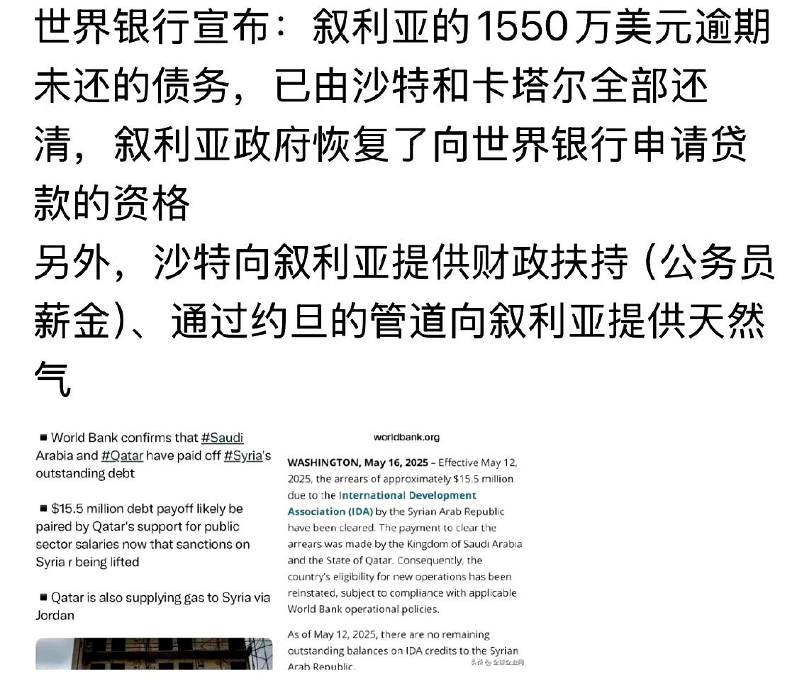 财大气粗啊，估计从叙通往欧洲的天然气管道得成了！