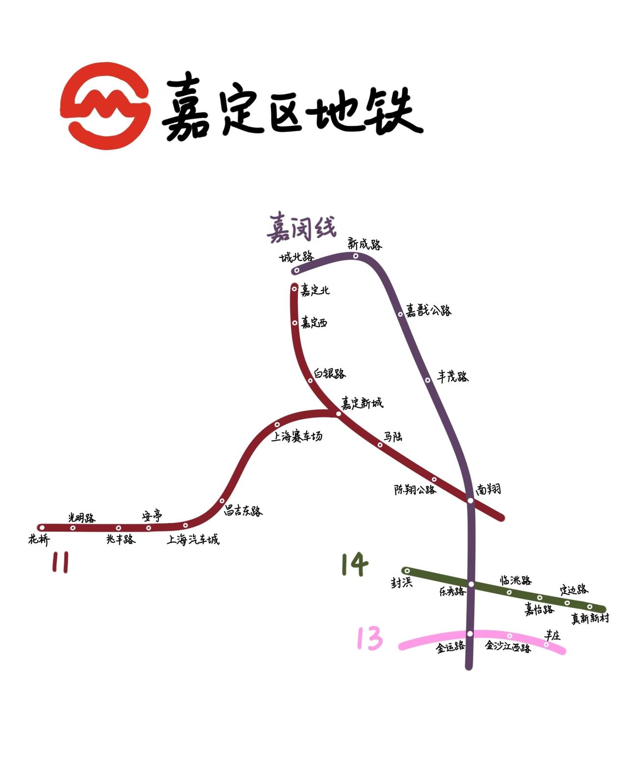嘉定区轨道交通，14号线通到安亭就好了[笑哭]