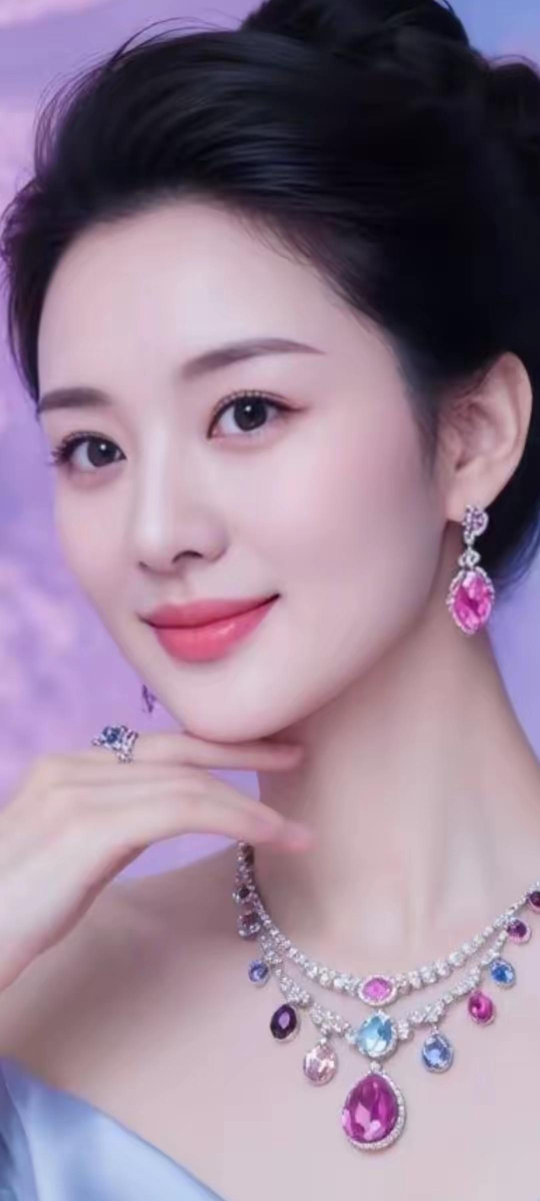 漂亮美人，珠光宝气，微笑如花