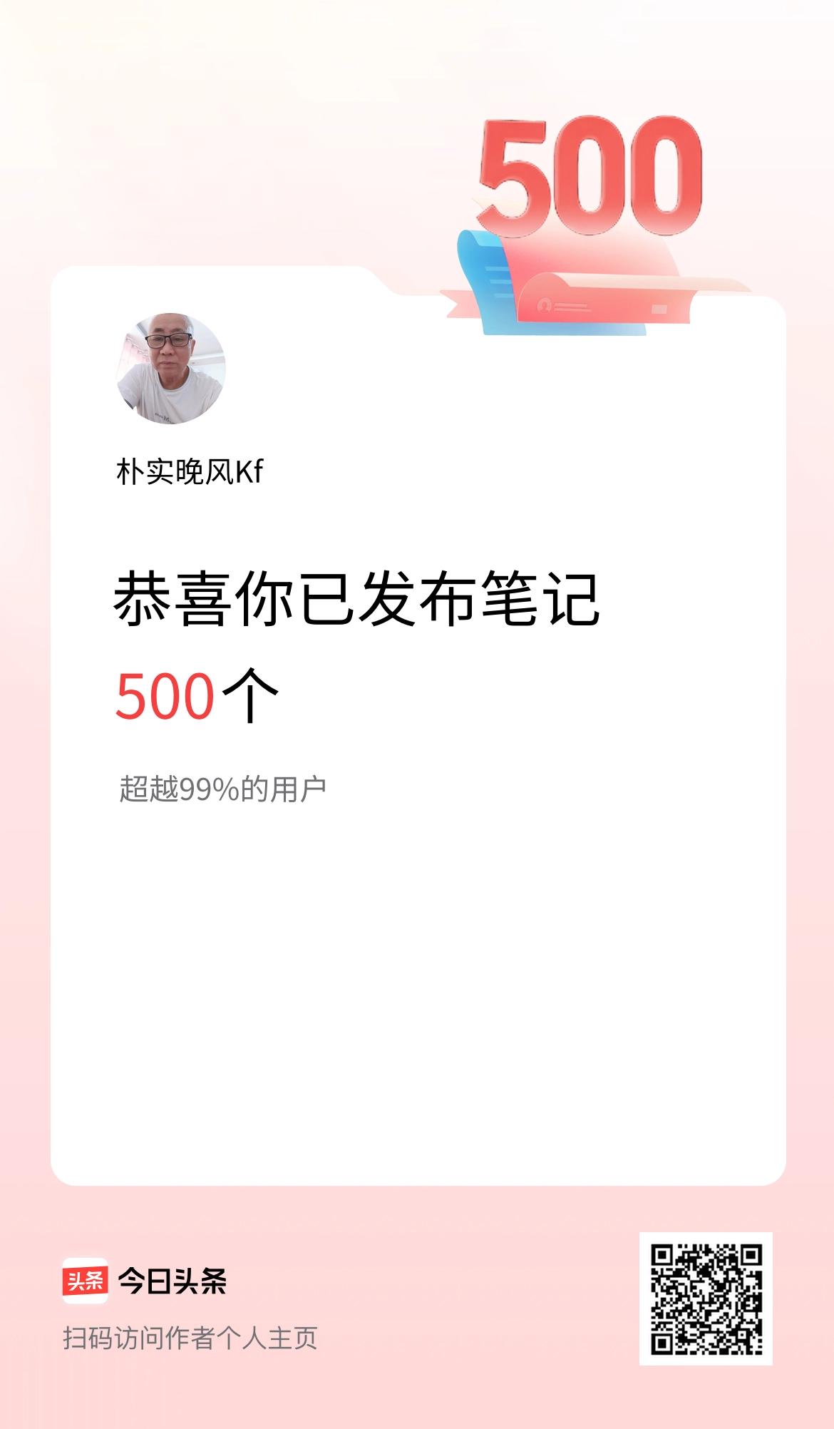 我在头条累计投稿笔记500个