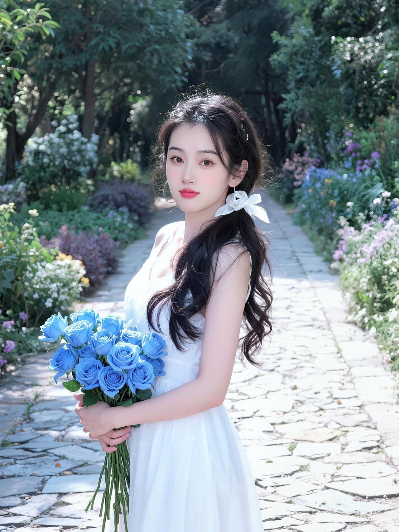 AI花园白裙照 抖音ai创作 抖音玩法合伙人计划