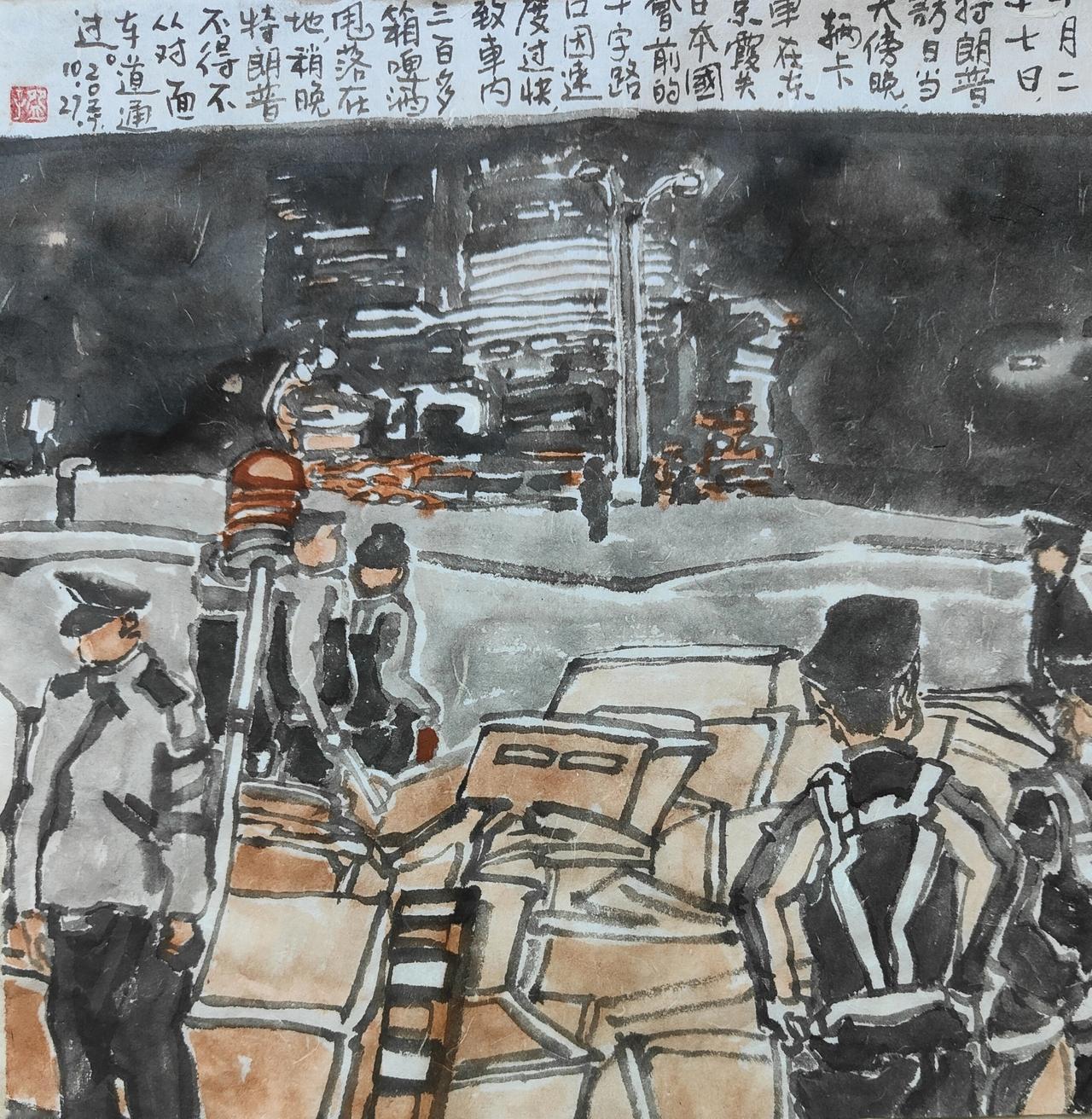 2025碗子记事∶10月27日，特朗普访日当天傍晚，一辆卡车在东京霞关日本国会前