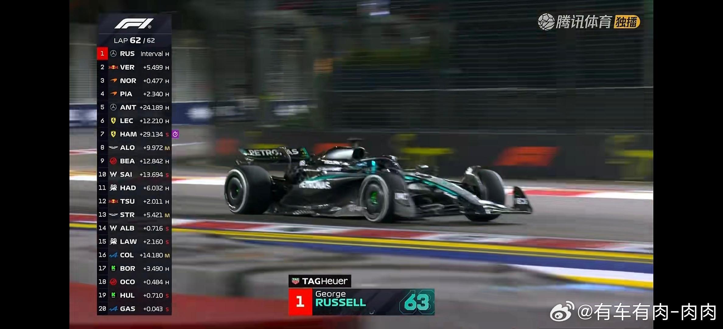 恭喜拉塞尔！！！！新加坡分站冠军[鼓掌][鼓掌][鼓掌][鼓掌]F1[超话] ​
