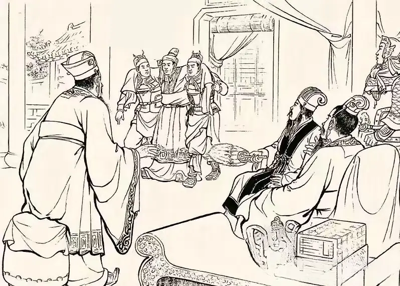 他怎么被架着进来了。此图中几个人正在谈话，看来关系一般，主人连杯茶都没...