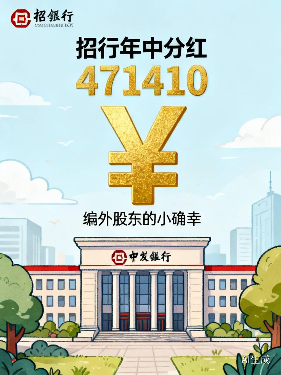朋友说明天招行要给他发一笔471410的“年中奖”。注意啊，不是工资，是分红。年