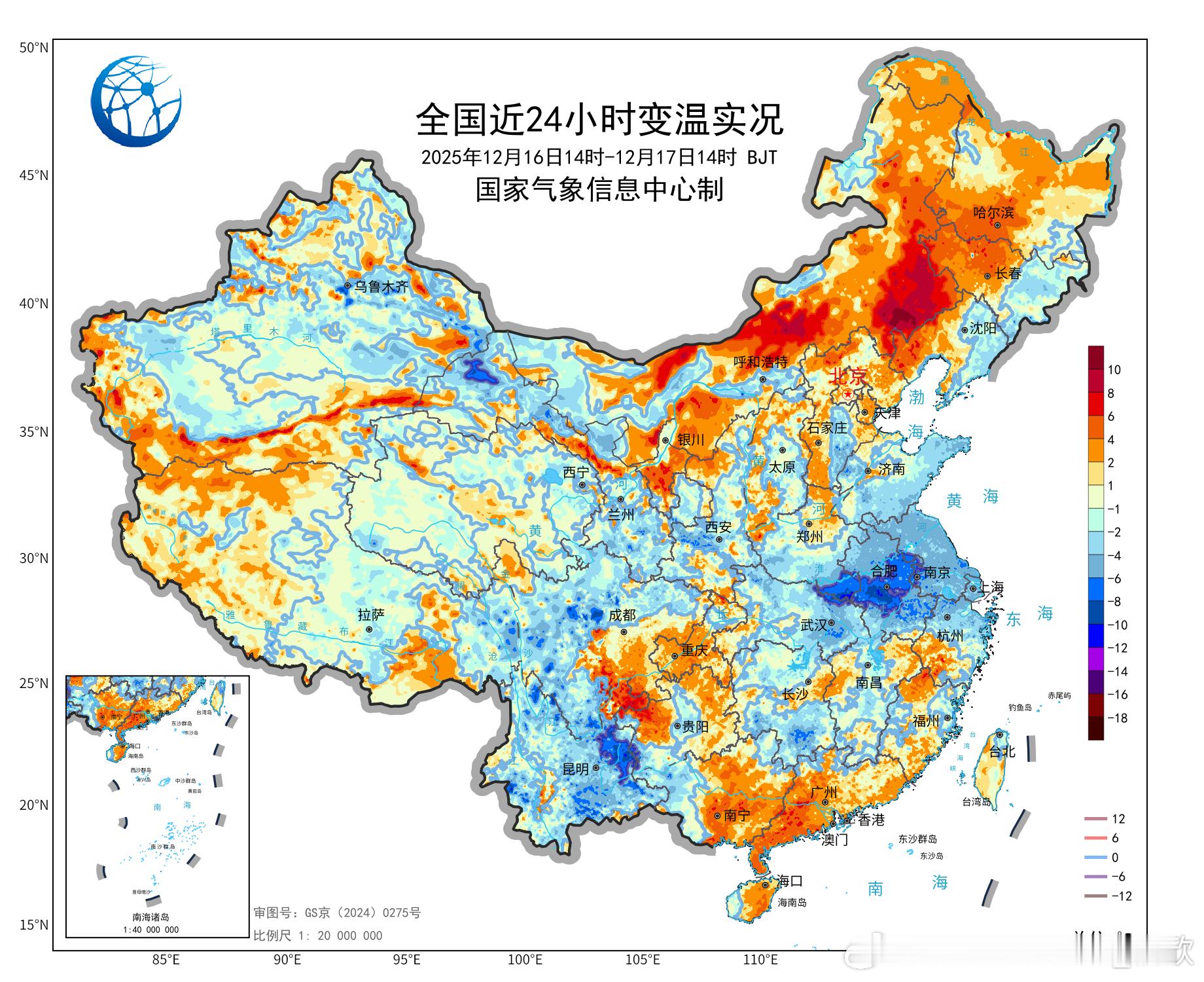 【气温波动】今天冷空气南下，安徽和周边一带成为核心降温区，河南新县降10.6℃、