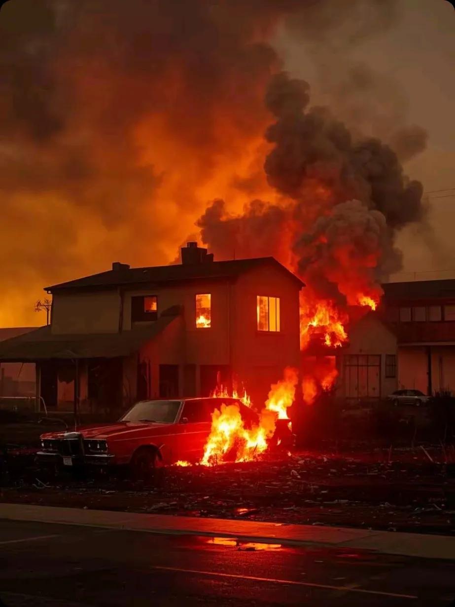 🔥🔥🔥《美国加州大火》在美国加州的大地上，天空被滚滚浓烟遮蔽，呈现出一片昏