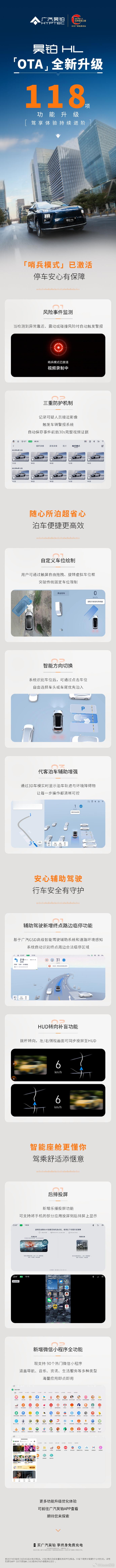 广汽昊铂HL OTA全新升级8月4日，广汽昊铂发布，广汽昊铂 HL  OTA 升