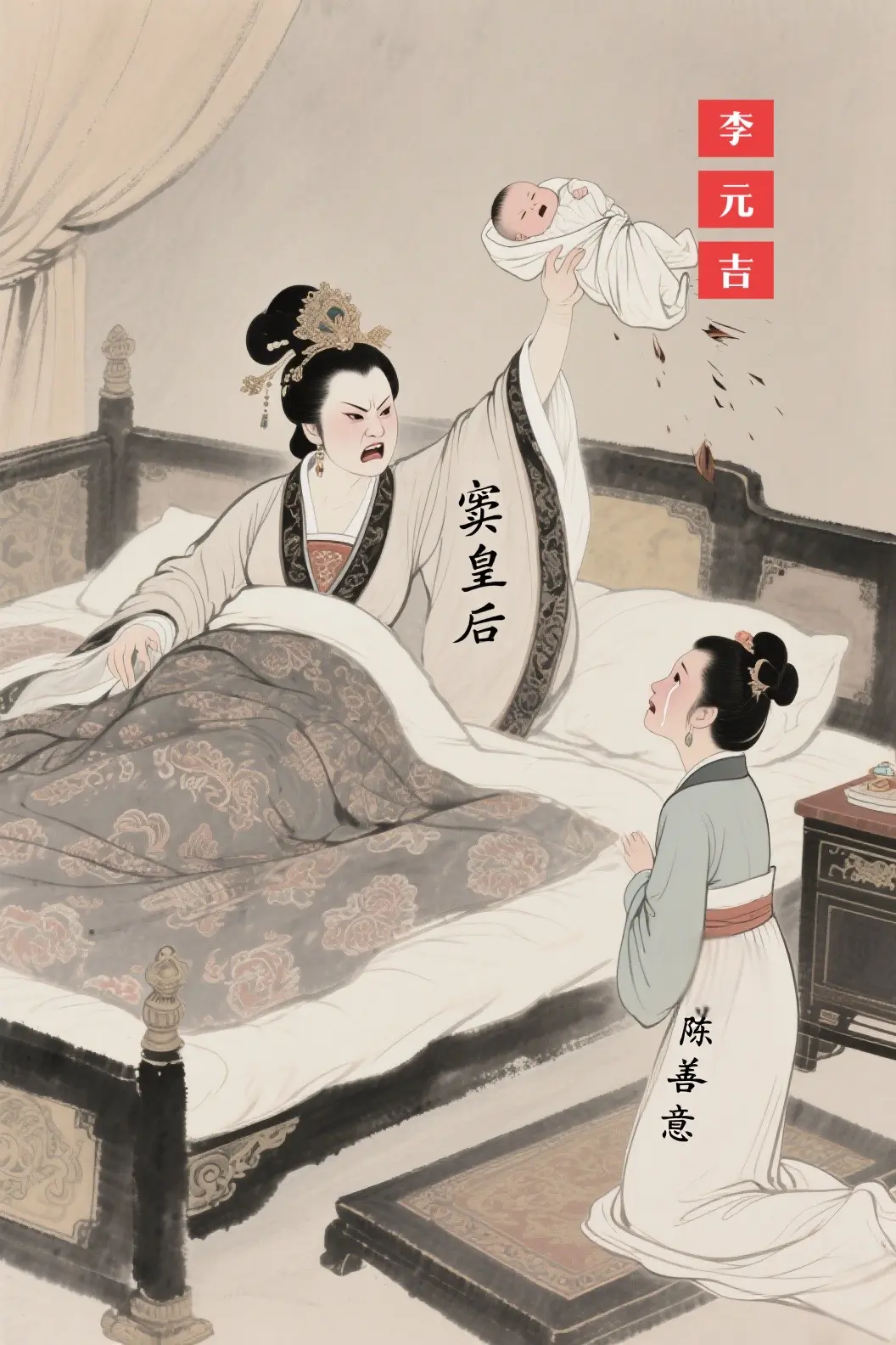 李元吉亲手结果了乳娘陈善意。