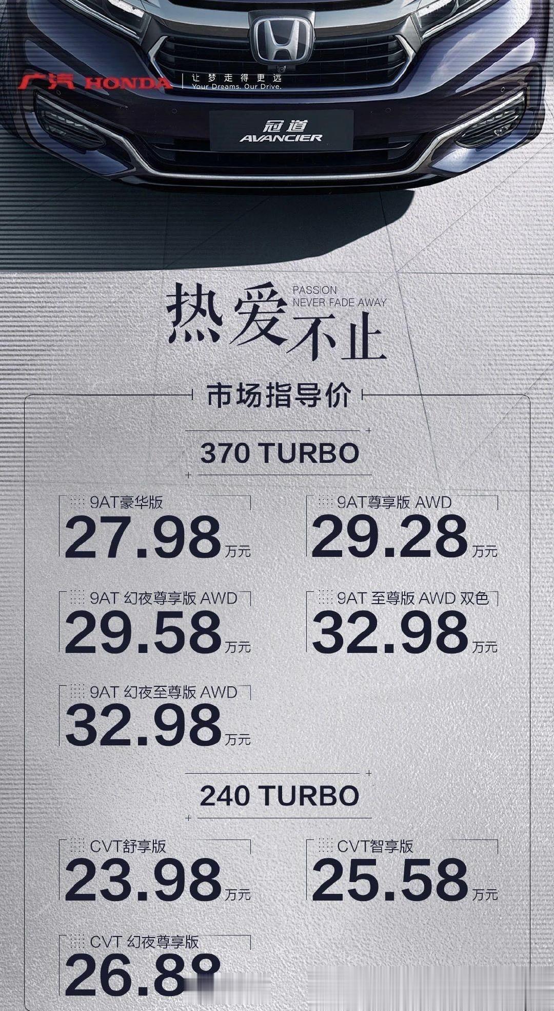 2023款广汽本田冠道上市 ，1.5T车型售价23.98-26.88万元，2.0