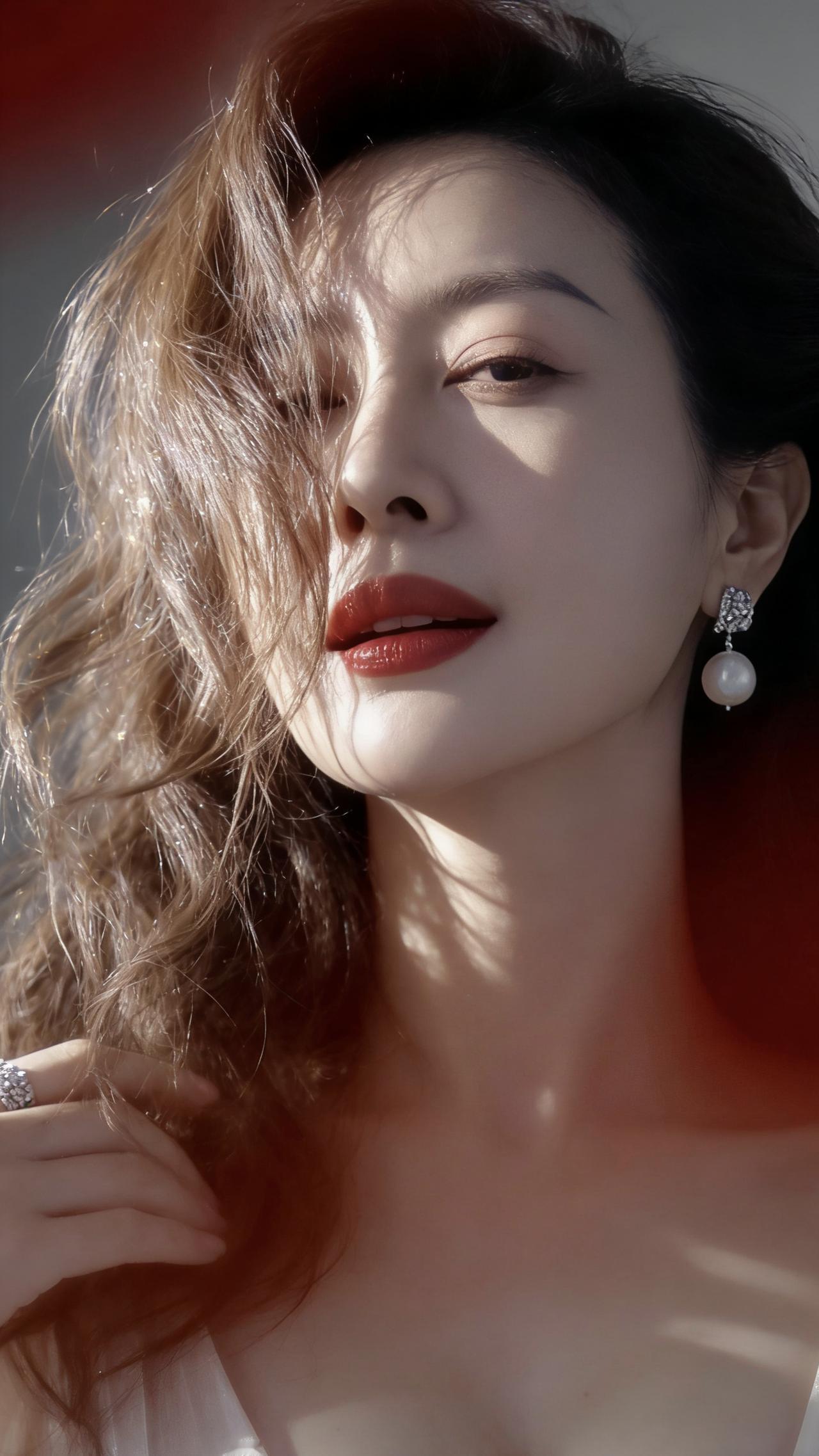 红妆美人倚，玉簪映秋光。