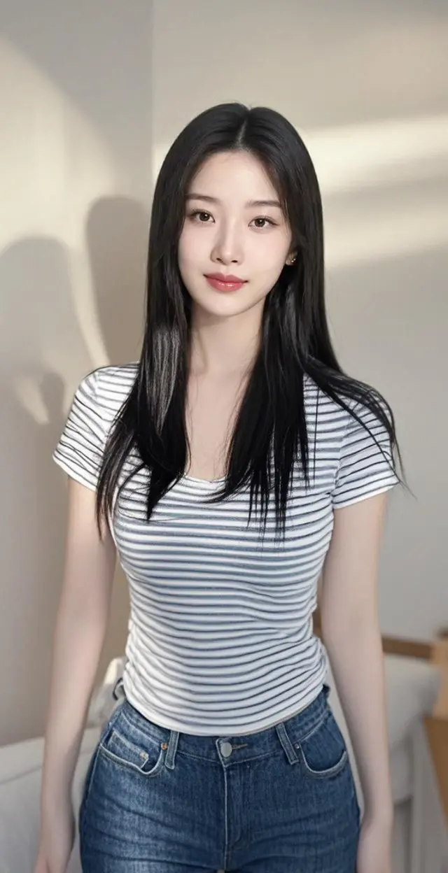 条纹风情 简约白上衣