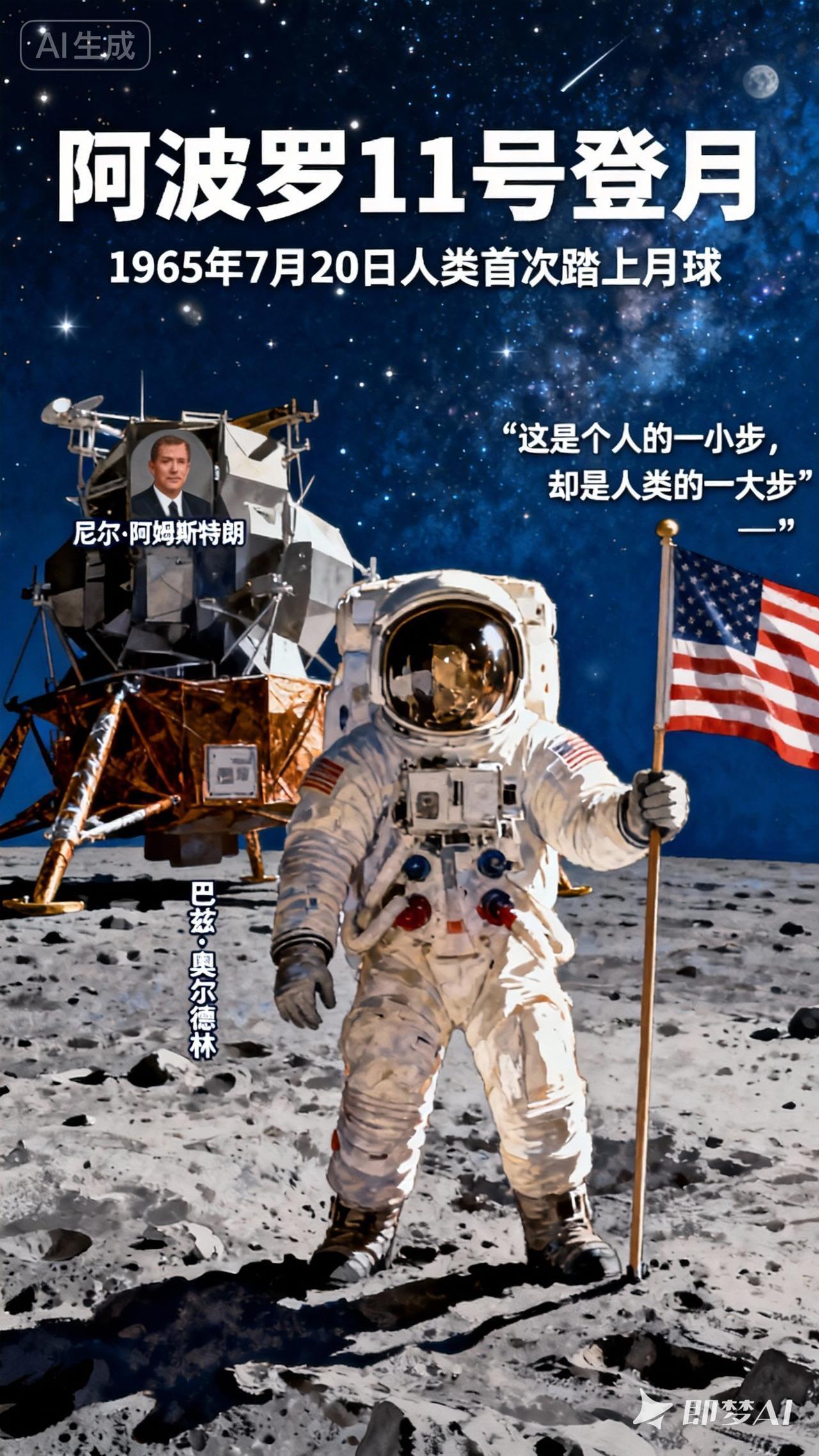 世界历史故事之八十六: 人类的月球第一步
 
1969年7月16日，土星5号火箭