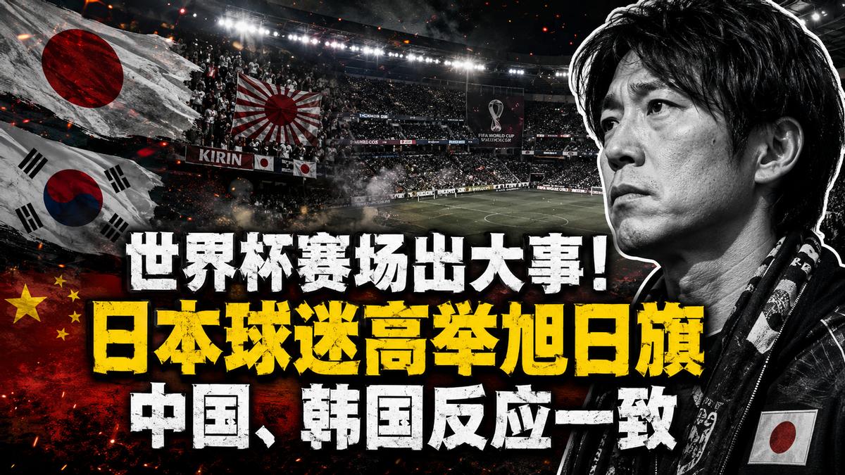 世界杯赛场出大事！日本球迷高举旭日旗，中国、韩国反应出奇一致
北京时间6月21日
