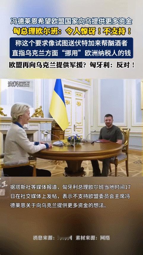 匈牙利总理欧尔班最近在社交媒体上表达意见，反对欧盟继续向乌克兰提供资金支持，他说