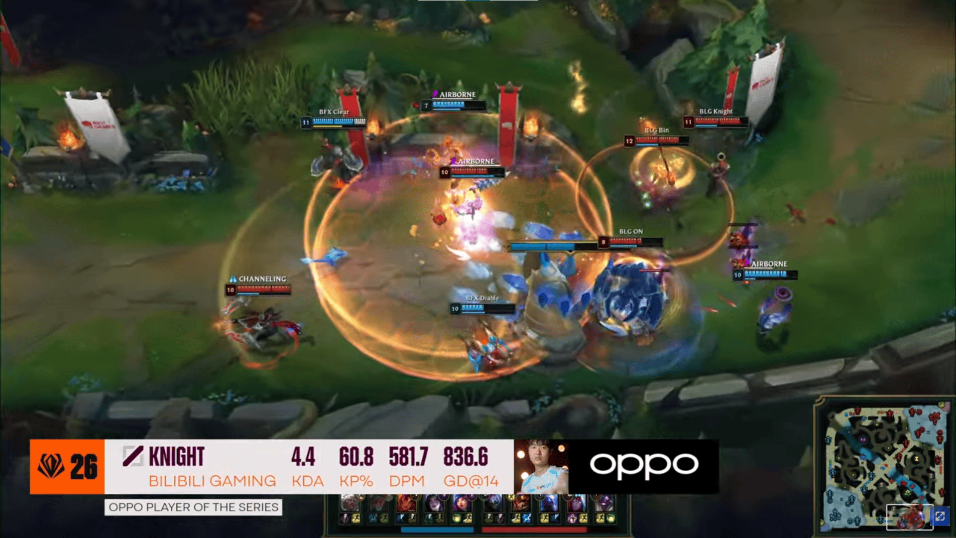 knight五局合砍20/14/42，被英文流评为BLG对阵BFX系列赛MVP