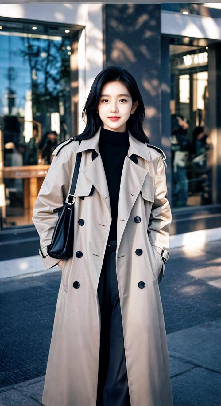 AI扩图 AI风衣佳人