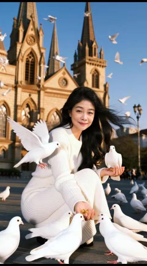 今日分享。AI欧式喂鸽照