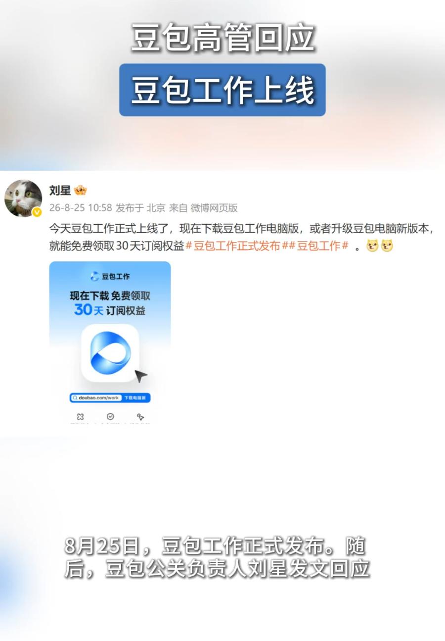 字节跳动正式发布“豆包工作”：与飞书深度打通，AI办公赛道迎来巨头混战

8月2