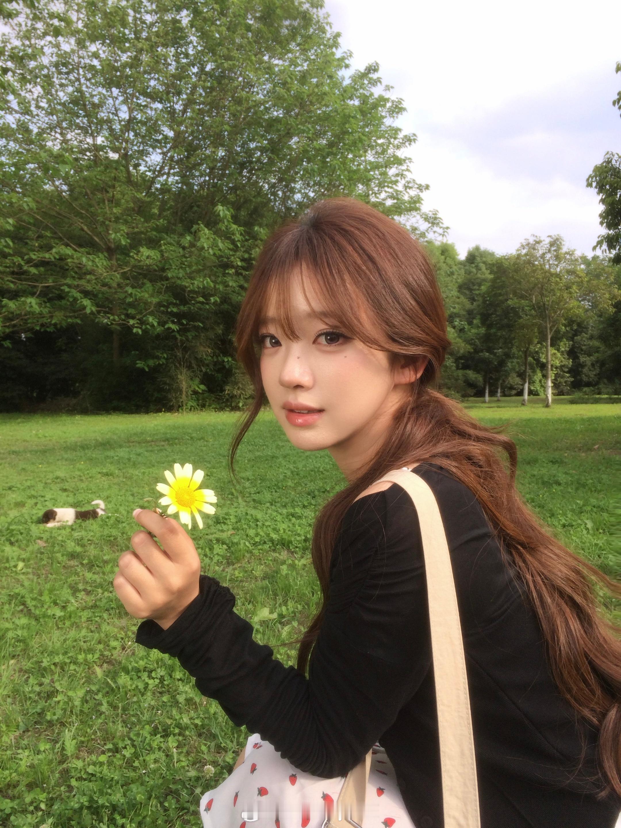 和周周出去拍照遇到了特别可爱的小奶狗 一直要摸摸哈哈哈 