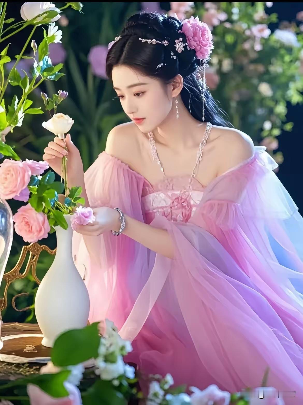 庭院栽花花似锦，
马年赏月月如盘。
横批：《花锦月盘》