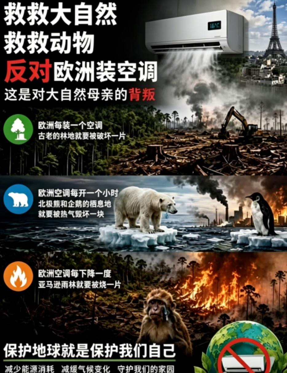 欧洲人过着和中国人一样有着空调的生活是不可想象的，会给全球气候带来巨大负担。
欧