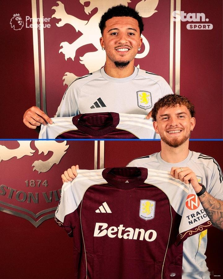 板凳兄弟...桑乔今年夏天从曼联租借至维拉，维拉承担了球员80%的薪水，桑乔也成